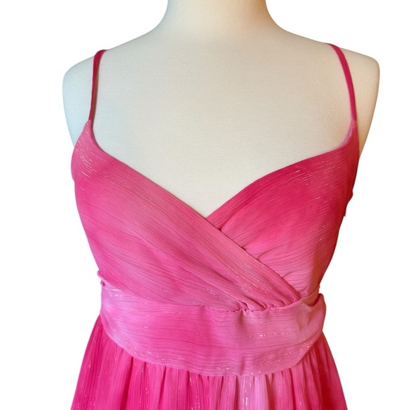 H&M | Women's Pink Shimmer Threads Asymmetrical A-Line Dress Size 6 - Picture 2 of 14